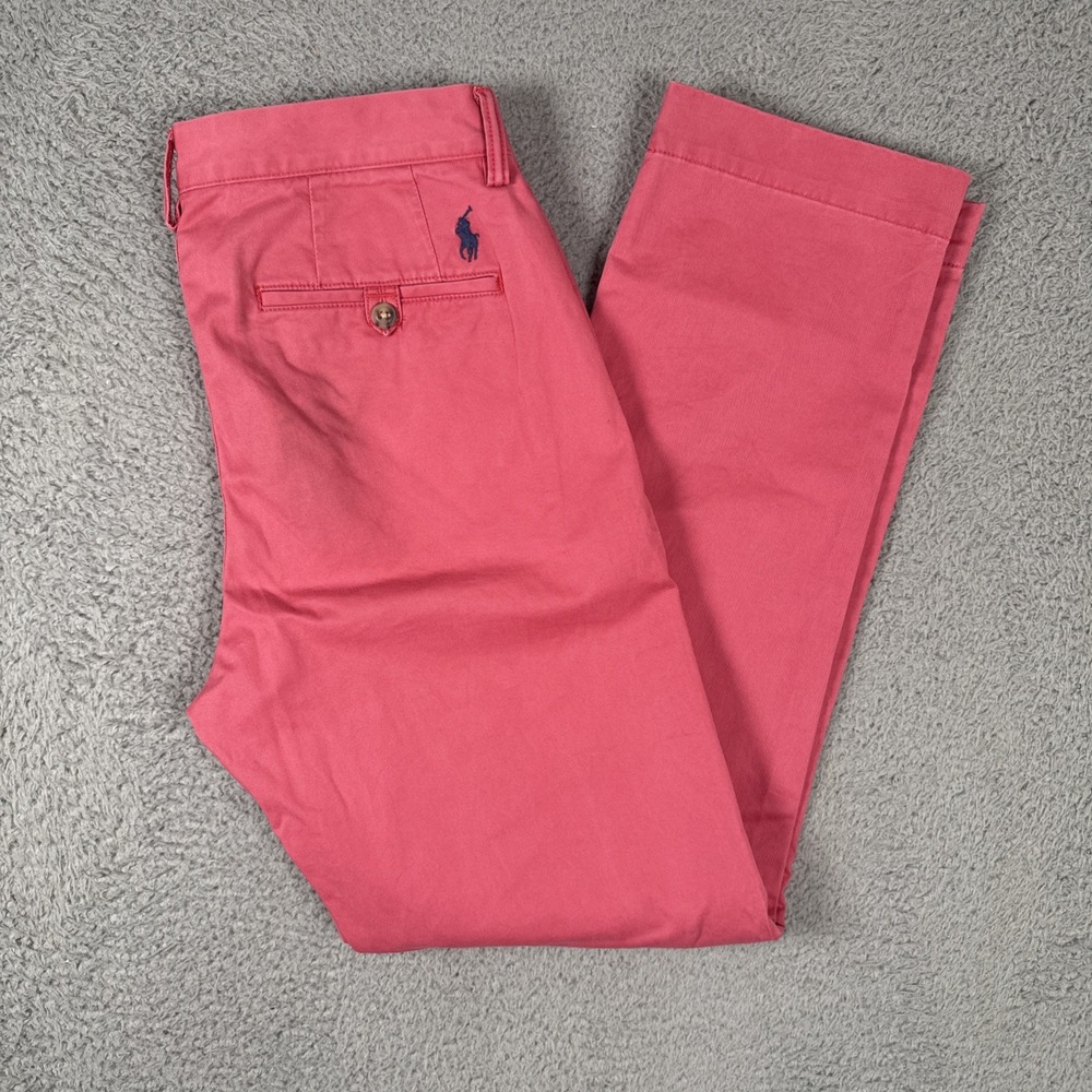 Polo Ralph Lauren Chino Pants Mens 30x30(32x30) Pink Preppy Stretch Straight Fit